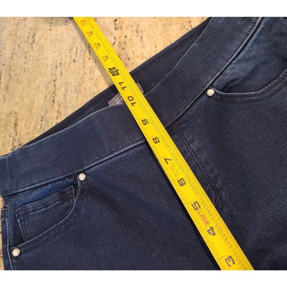 Martha Stewart Everyday Size 4 Womens Pull On Crop Blue Pants Faux Pearl Hem - Picture 7 of 12